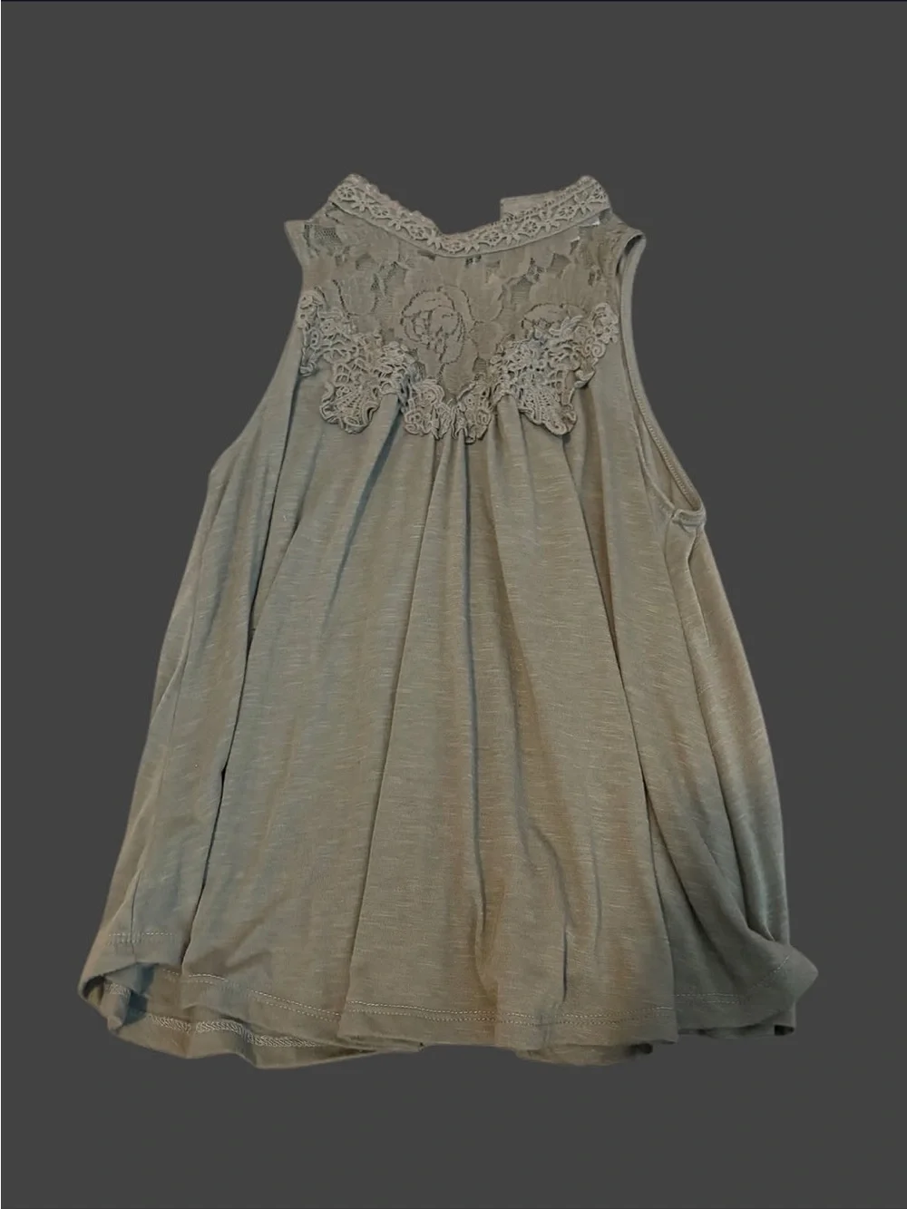 Wishful Park Lace Yoke Tank Top in army green
